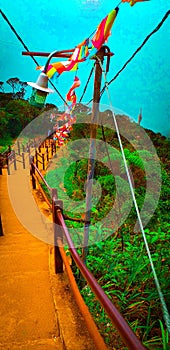 adams peak,Buddist flag,Buddist flag at sunrise,adams peak sri lanka