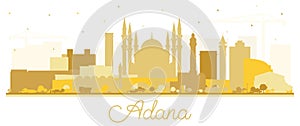 Adana Turkey City Skyline Silhouette with Golden Buildings Isolated on White