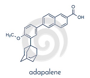 Adapalene acne treatment drug molecule. Skeletal formula.