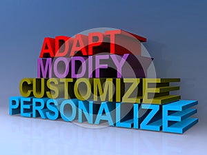 Adapt, modify, customize, personalize