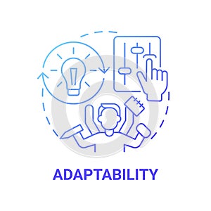 Adaptability blue gradient concept icon