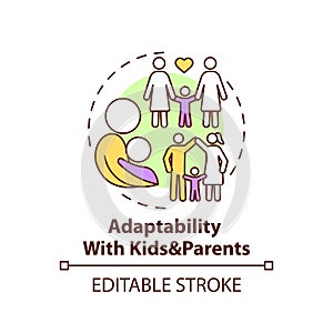 Adaptability with kids and parents concept icon