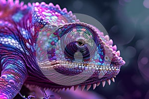 Adaptable Anthropomorphic chameleon violet. Generate Ai