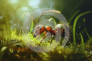 Adaptable Ants grass. Generate Ai