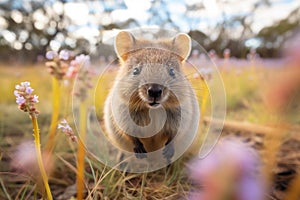 Adaptable Quokka animal rodent field. Generate Ai