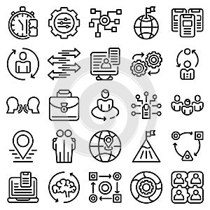 Adaptation icons set, outline style
