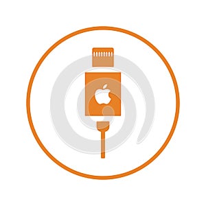 Adapter, apple, bus, cable, connector icon. Orange color design