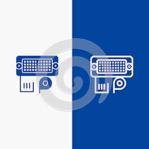 Adapter, Connection, Data, Input Line and Glyph Solid icon Blue banner Line and Glyph Solid icon Blue banner