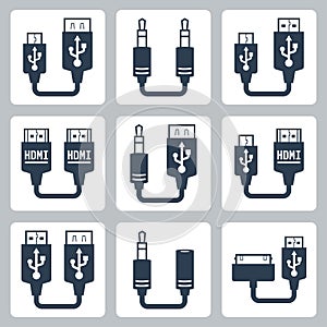 Adapter connectors vector icons