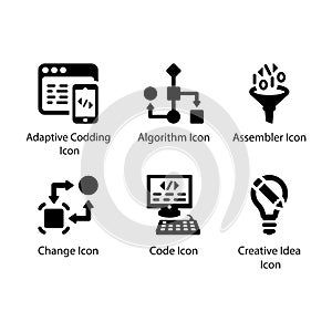 Adaptive Coding, Algorithm, Assembler, Change, Code, Creative Idea, icon