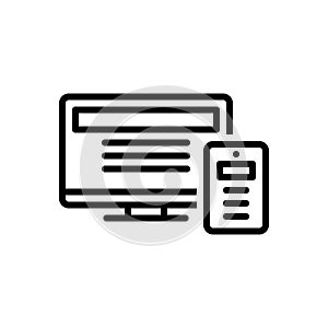 Black line icon for Adaptive, computer and cpu