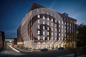 adaptive reuse project, with repurposed building as hotel and conference space