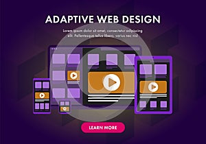 Adaptive and scalable responsive web design for website. Modern flat concept illustration