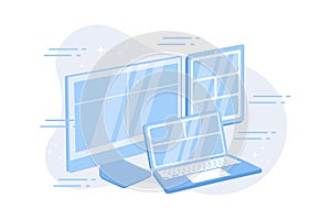 Adaptive web design. Responsive website for computer, laptop and tablet modern gadgets. Webpage development, optimization,