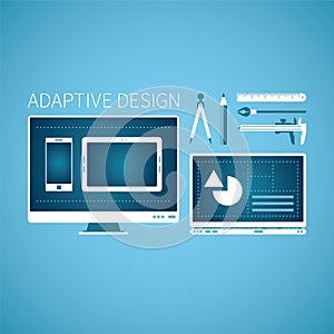 Adaptive web graphic design development vector concept in flat style photo