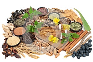 Adaptogen Herb and Spice Food Selection
