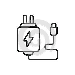 Adaptor, in line design. Adapter, Plug, Socket, Connector, Power, Electricity, Device on white background vector photo