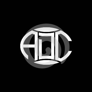 ADC abstract monogram circle logo design on black background. ADC Unique creative initials letter logo photo