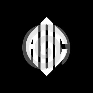 ADC circle letter logo design with circle and ellipse shape. ADC ellipse letters with typographic style. The three initials form a photo