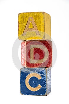 ADC dyslexia concept misspelling ABC photo