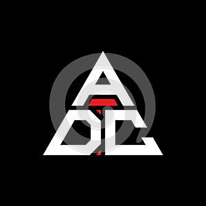 ADC triangle letter logo design with triangle shape. ADC triangle logo design monogram. ADC triangle vector logo template with red photo
