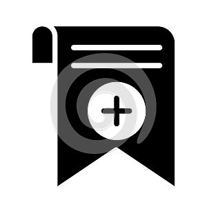 Add bookmark tag glyph flat vector icon