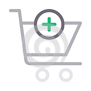 Add cart thin color line vector icon