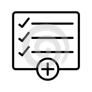 Add checklist thin line vector icon