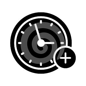 Add clock glyph flat vector icon