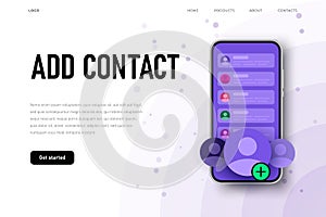 Add contact sceen on the phone, flat style.