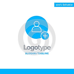 Add, Contact, Twitter Blue Solid Logo Template. Place for Tagline