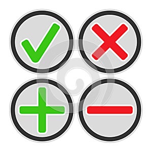 Add, delete, cross & check mark icons