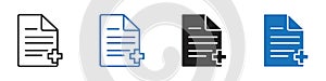 Add document icon linear graphics set vector in black