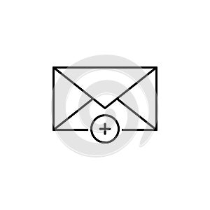 Add email envelope outline icon. Signs and symbols can be used for web, logo, mobile app, UI, UX