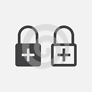 Add encryption icon vector isolated on white .