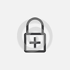 Add encryption icon, vector logo illustration, pictogram isolated on white.