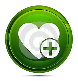 Add favorite heart icon glassy green round button illustration