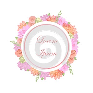 Add filler text flowers white circle banner