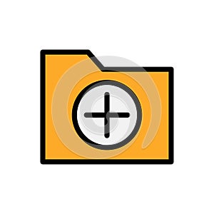 Add folder flat icon. Vector illustration