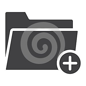 Add Folder glyph icon, web and mobile, add file