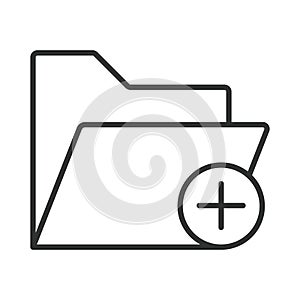 Add folder icon in line design. folder, add, plus, files, documents, directory, storage, archive on white background vector. Add