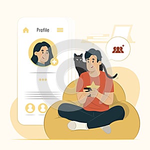 Add friend concept view profile interface illustration