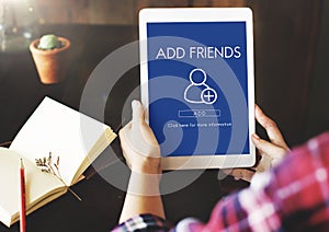 Add Friends Social Media Graphic Concept