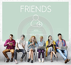 Add Friends Social Media Graphic Concept