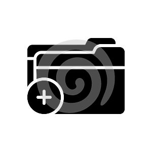 Black solid icon for Add, upload and file
