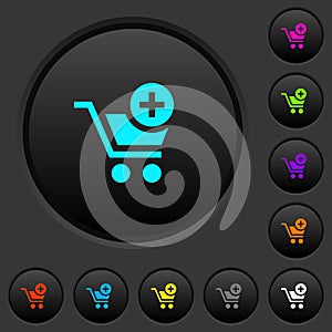 Add item to cart dark push buttons with color icons