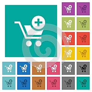 Add item to cart square flat multi colored icons