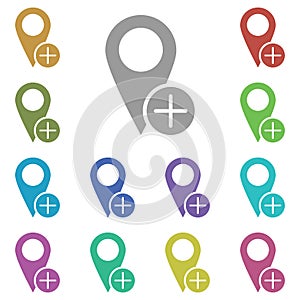 Add, location multi color icon. Simple glyph, flat vector of location icons for ui and ux, website or mobile application