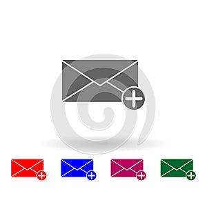 Add a message multi color icon. Simple glyph, flat vector of web icons for ui and ux, website or mobile application