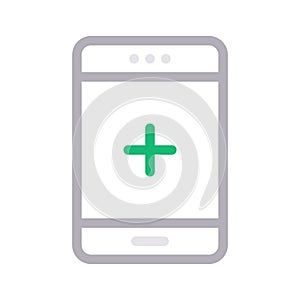 Add mobile thin color line vector icon